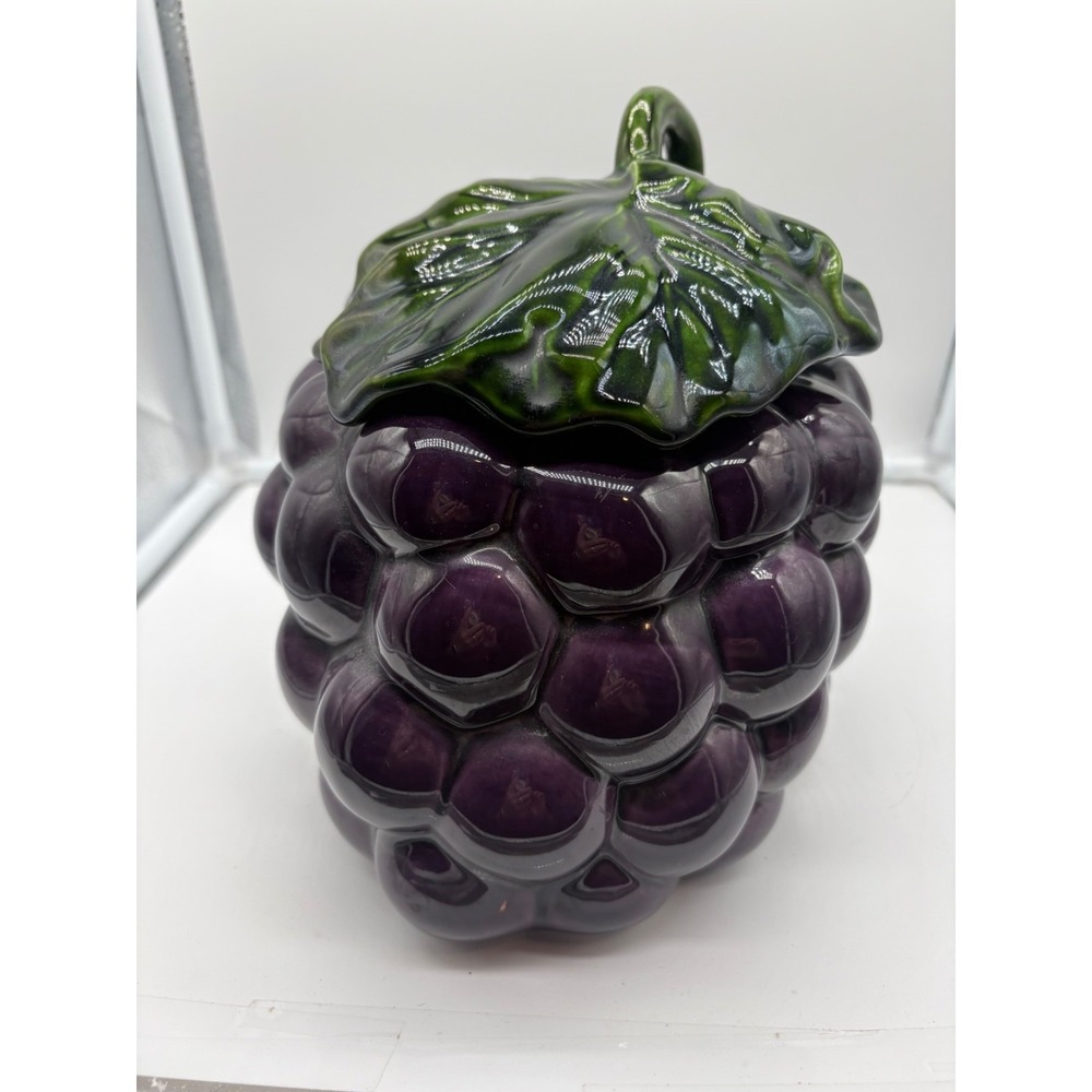 Mid-Century California Pottery Grape Cluster Kitchen Canister Cookie Jar